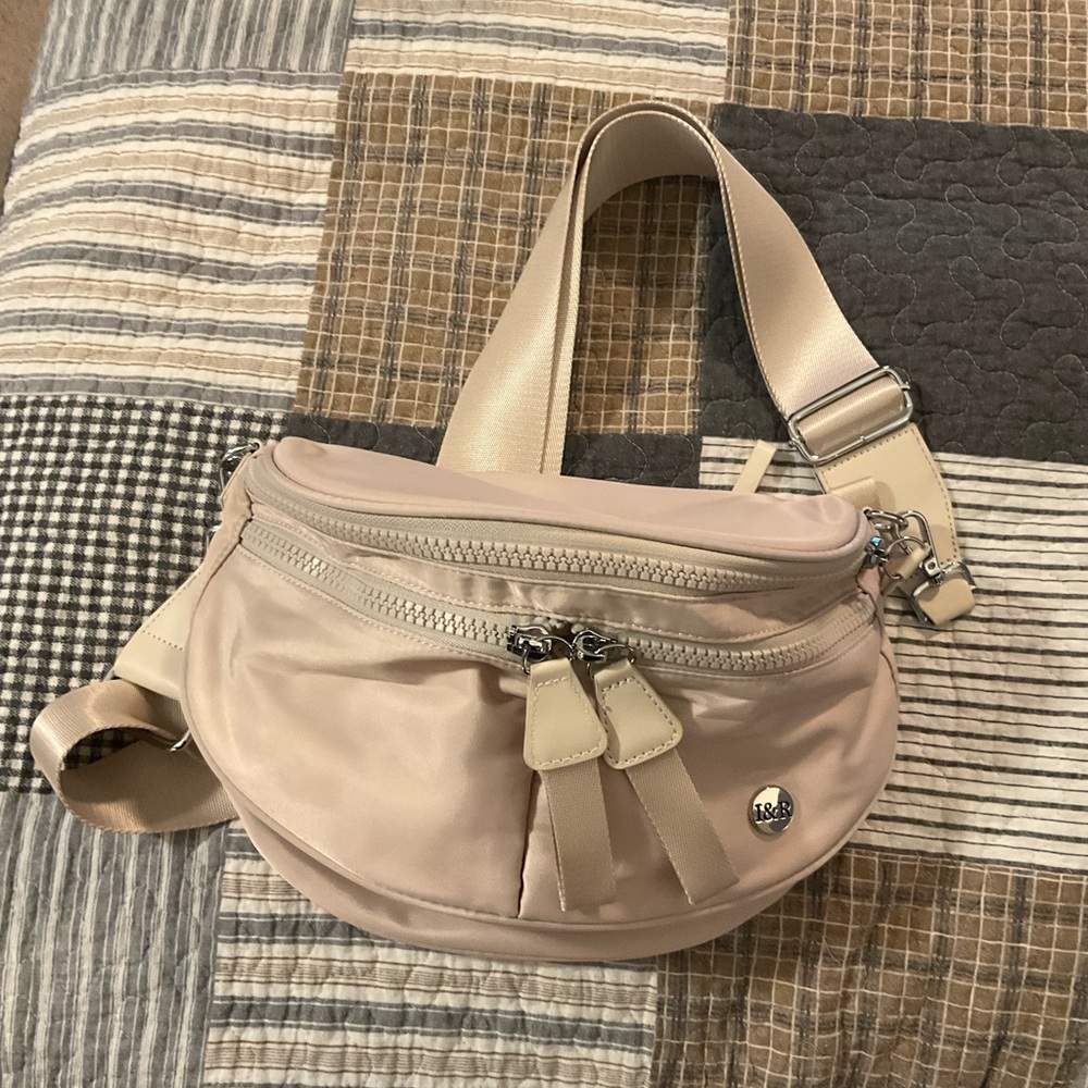 Neutral Blush Crossbody Belt Bag with Adjustable Strap